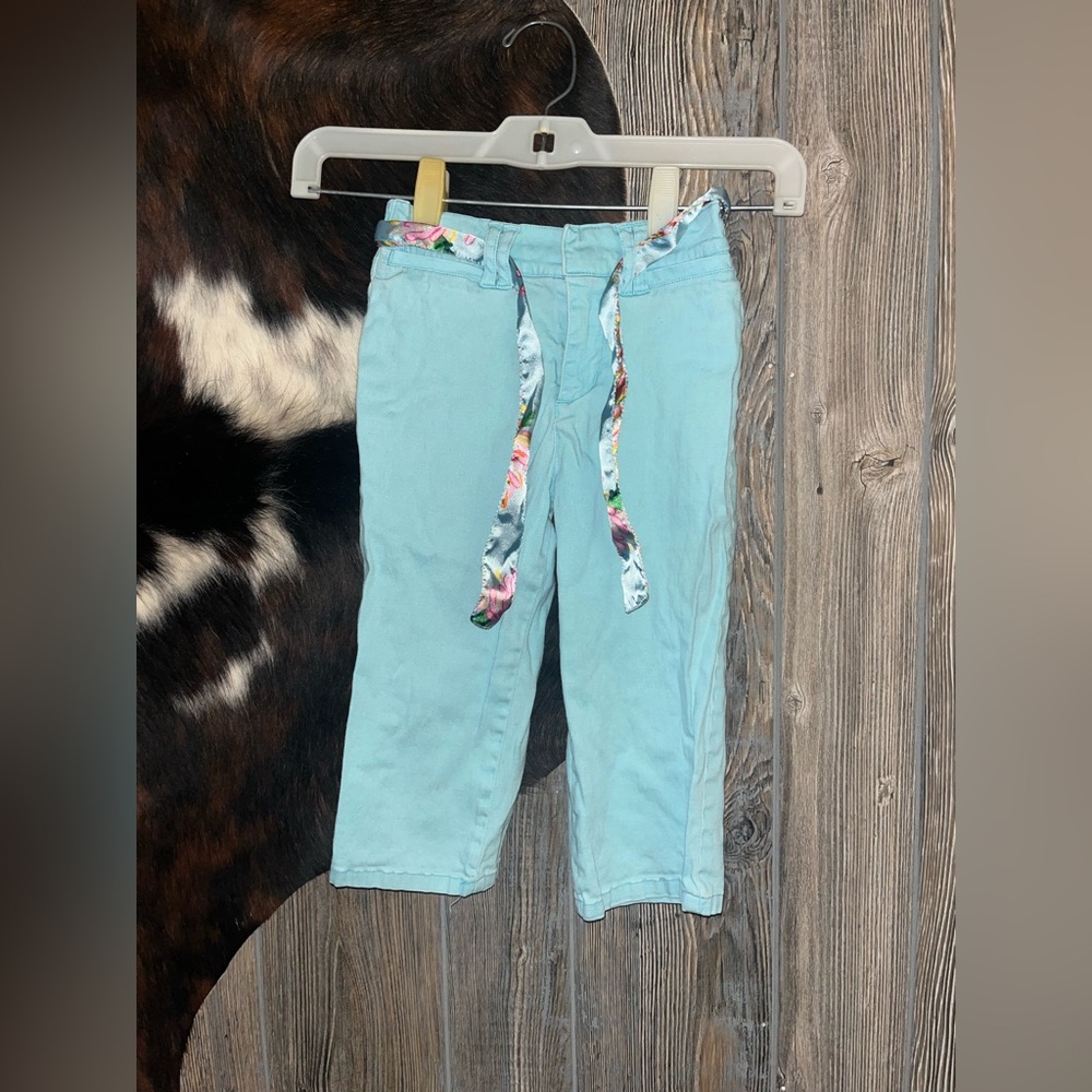Y2K MaryKateandAshley blue pants with floral belt size 4 EUC